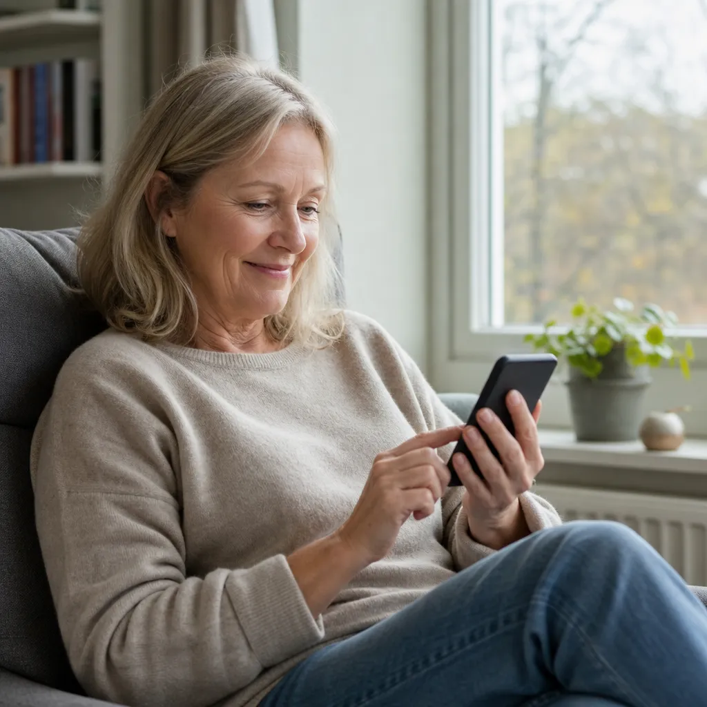 En senior tecknar ett seniorabonnemang och bekräftar sin ålder med BankID i mobilen